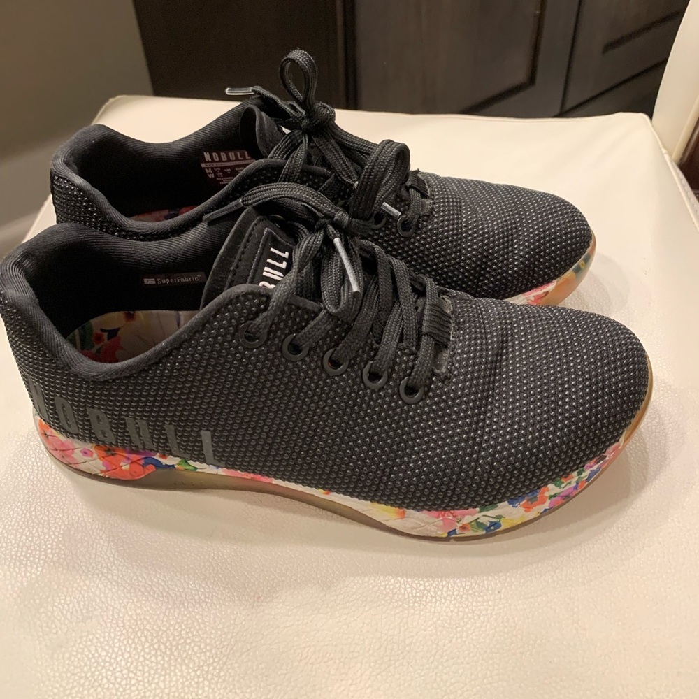 Nobull black floral daisy CrossFit trainers